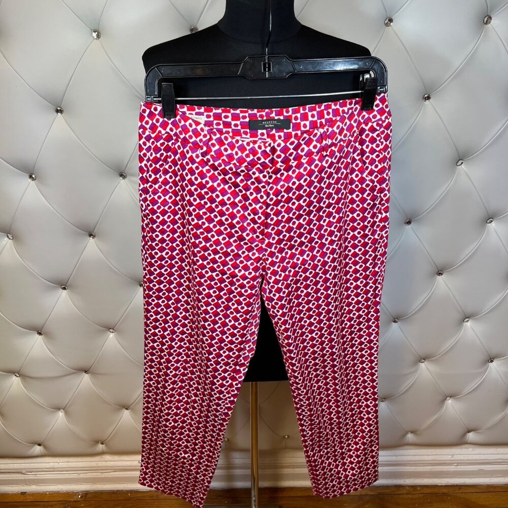 Red And White Geometric Print Pants